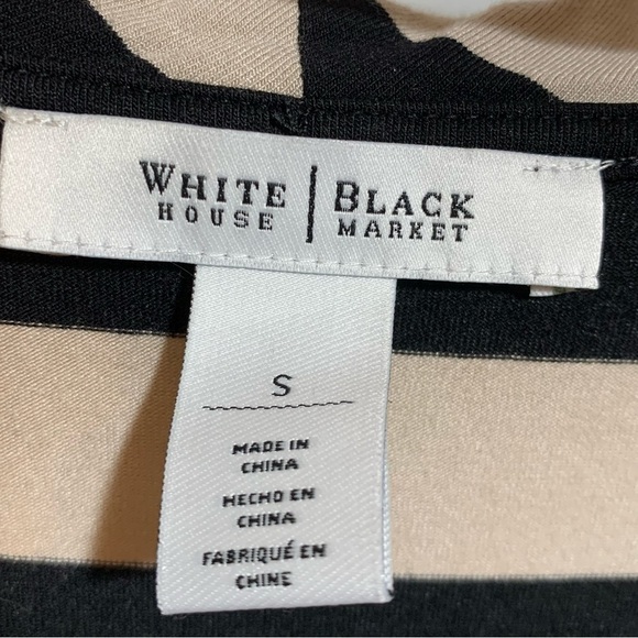 💰 WH |BM  Black & Tan Striped Cowl Neck Sleeveless Tunic or Mini Dress- Size S - Picture 7 of 8